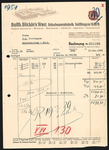 Rechnung tailfingen württ - rechnung, /württ