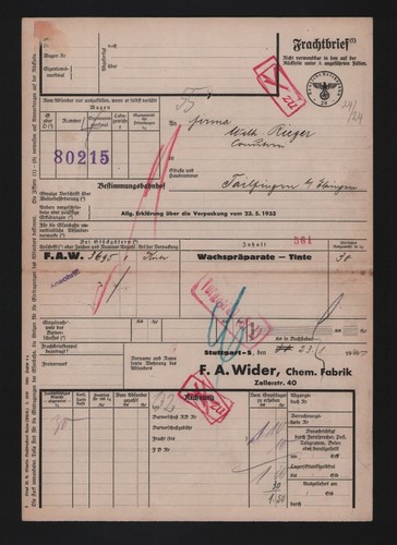 Frachtbrief 1940 a - 1940,, wider