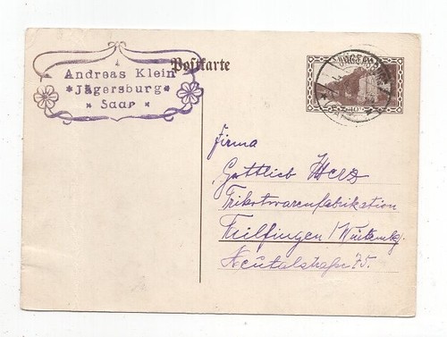 Saargebiet ganzsache postkarte - saargebiet,