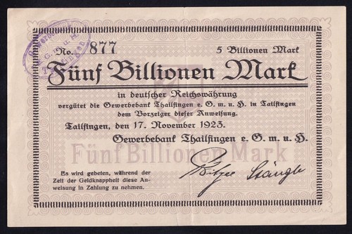 Tailfingen billionen mark - tailfingen:,